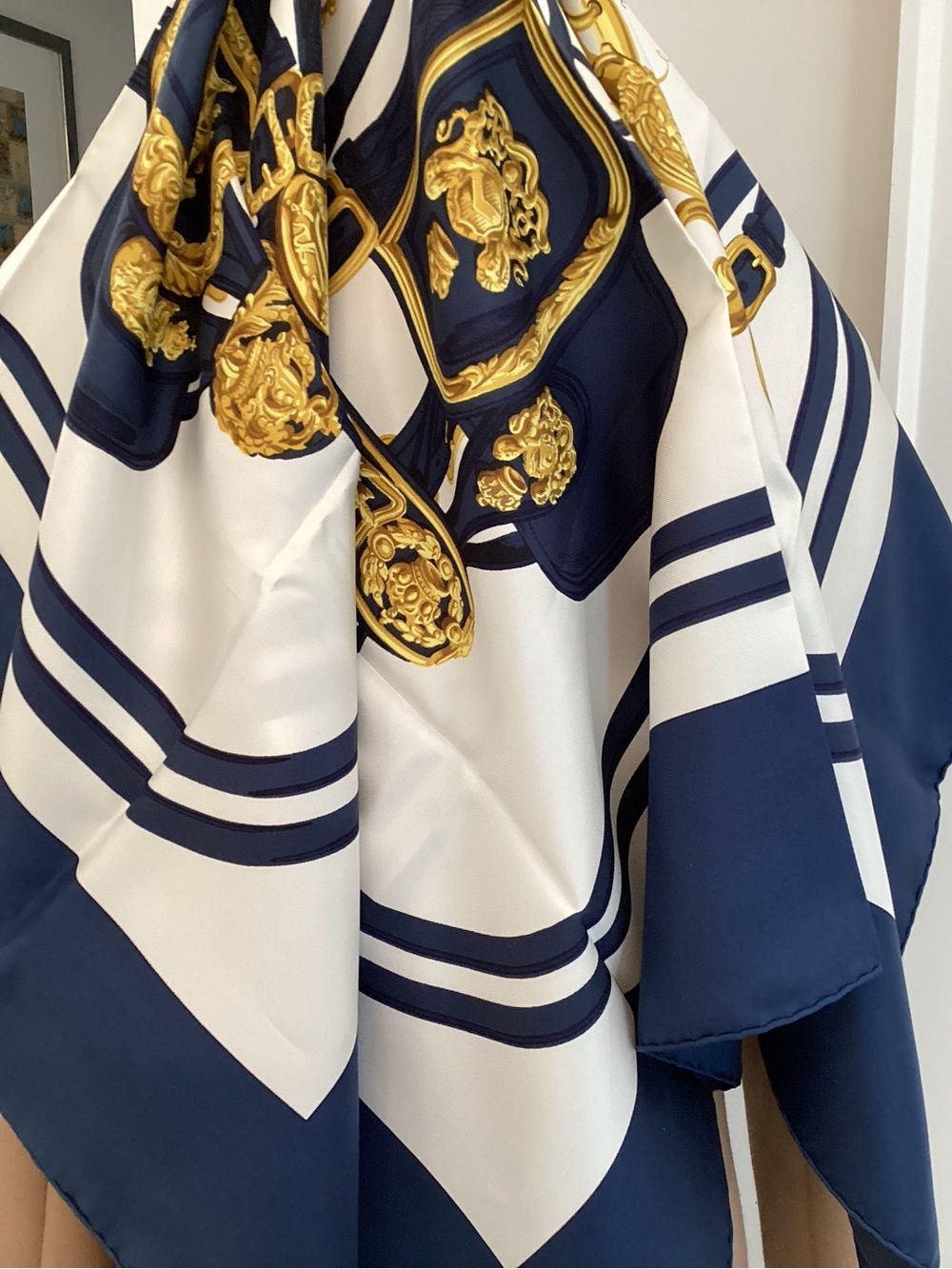Hermes Brides de Gala Silk Scarf - Navy & Gold